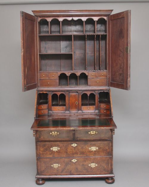 Burr Walnut Bureau Bookcase