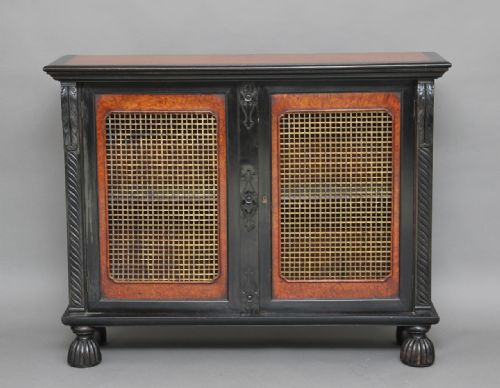 19th Century Ebony and Amboyna Cabinet
