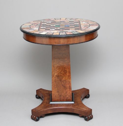Early 20th Century Walnut and Marble Top Games Table