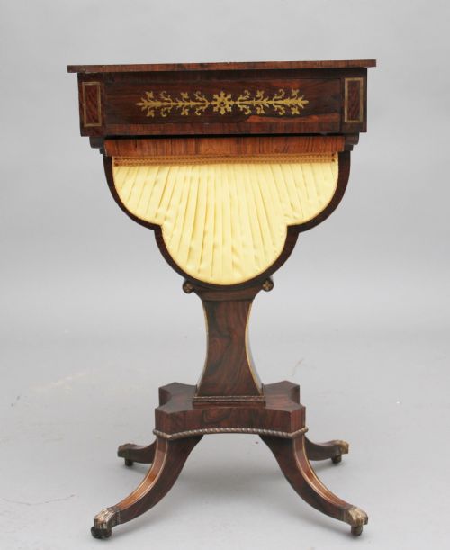 EARLY 19TH CENTURY ROSEWOOD AND BRASS INLAID WORK TABLE - ADDITIONAL PHOTO 4