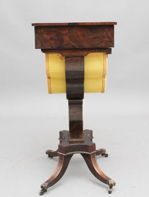 EARLY 19TH CENTURY ROSEWOOD AND BRASS INLAID WORK TABLE - ADDITIONAL PHOTO 5