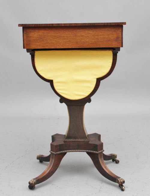 EARLY 19TH CENTURY ROSEWOOD AND BRASS INLAID WORK TABLE - ADDITIONAL PHOTO 6