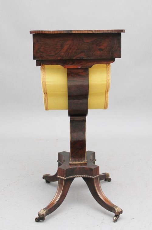 EARLY 19TH CENTURY ROSEWOOD AND BRASS INLAID WORK TABLE - ADDITIONAL PHOTO 7