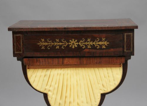 EARLY 19TH CENTURY ROSEWOOD AND BRASS INLAID WORK TABLE - ADDITIONAL PHOTO 9