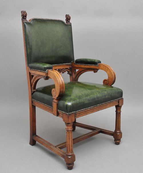 19th Century Oak Library Armchair
