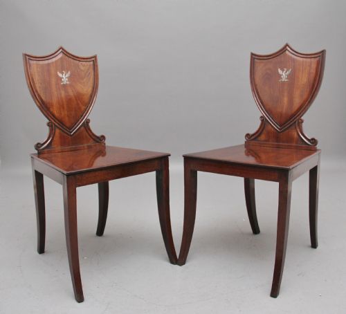 Pair of Early 19th Century Mahogany Hall Chairs