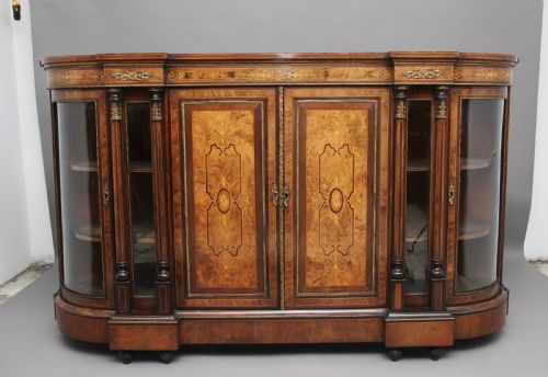19th Century Burr Walnut Breakfront Credenza
