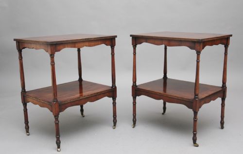 Pair of 20th Century Yew Wood Occasional Tables