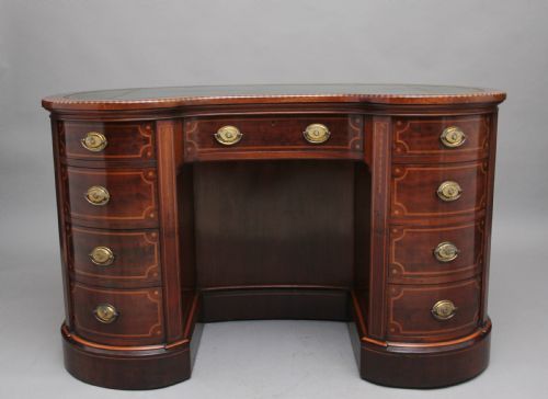 19th Century Inlaid Mahogany Kidney Shaped Desk with a Wonderful Provenance