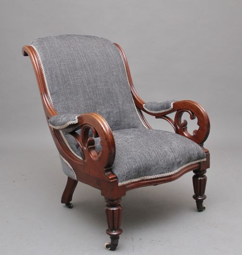 19th Century Mahogany Library Armchair