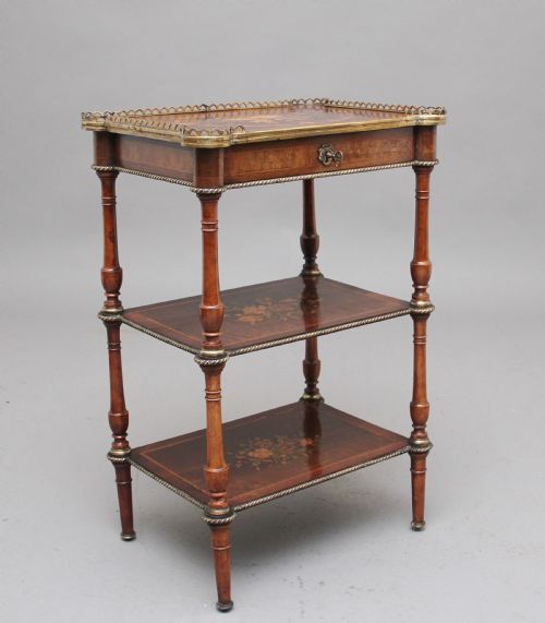 19th Century Mahogany and Inlaid Three Tier Etagere Table