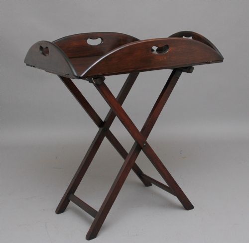 Early 20th Century Mahogany Folding Butlers Tray on Stand