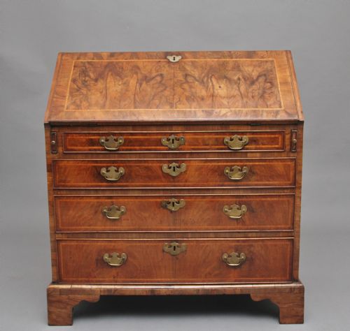 18th Century Walnut and Feather Banded Bureau