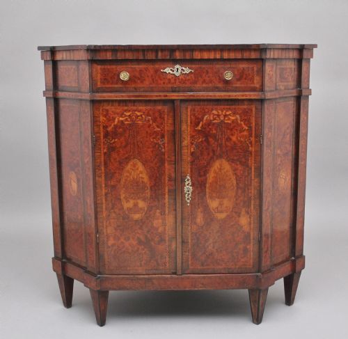 19th Century Burr Yew Wood and Inlaid Corner Cabinet