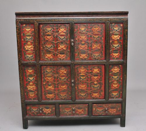 19th Century Painted Tibetan Side Cabinet