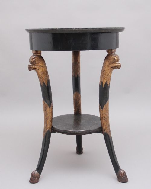 19th Century Ebonised and Gilt Marble Top Occasional Table