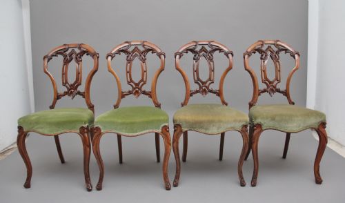 Set of Four 19th Century Walnut Dining Chairs