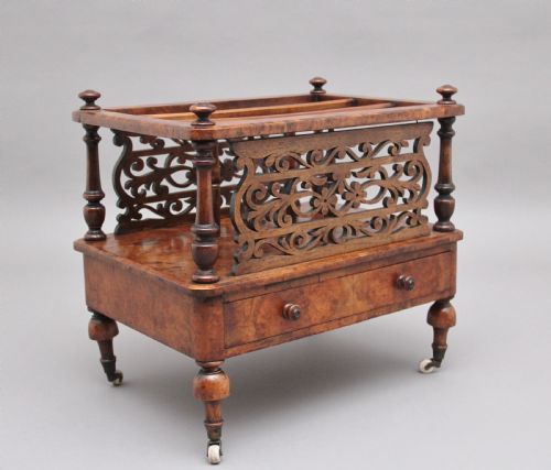 19th Century Burr Walnut Canterbury