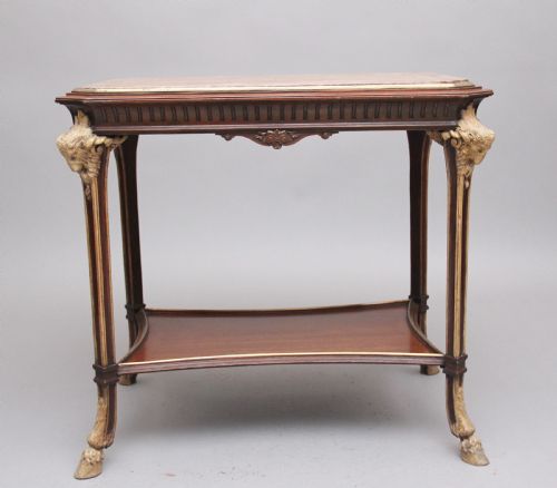 19th Century French Mahogany and Marble Top Occasional Table