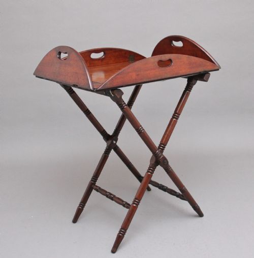 Early 19th Century Mahogany Folding Butlers Tray on Stand