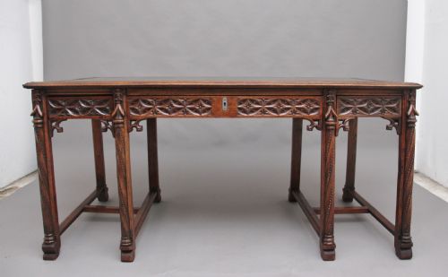 19th Century French Oak Desk in the Gothic Style
