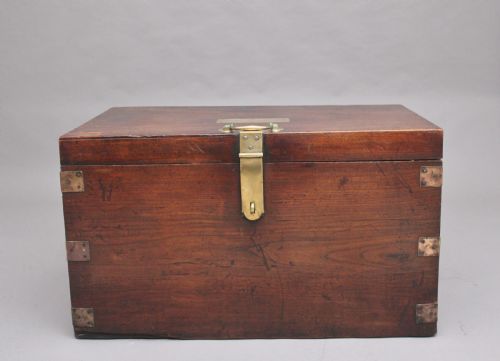 19th Century Teak and Brass Bound Military Trunk