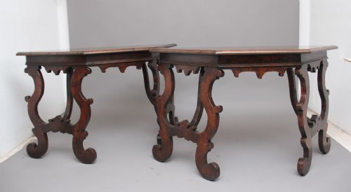 Pair of Early 20th Century Walnut Console Tables