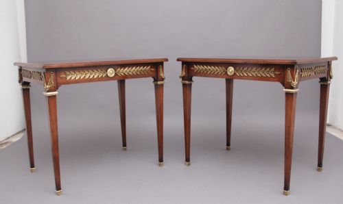 Pair of French Mahogany and Brass Mounted Lamp Tables