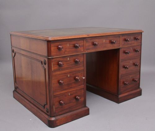 19th Century Mahogany Partners Desk Stamped Gillow