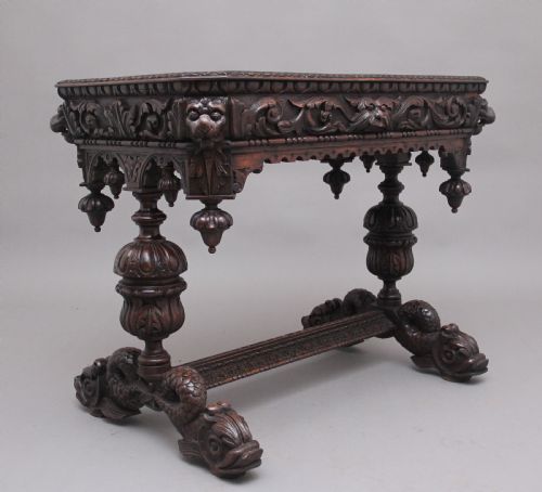 19th Century Carved Oak Table