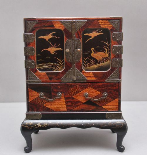 19th Century Japanese Parquetry and Brass Mounted Table Top Cabinet