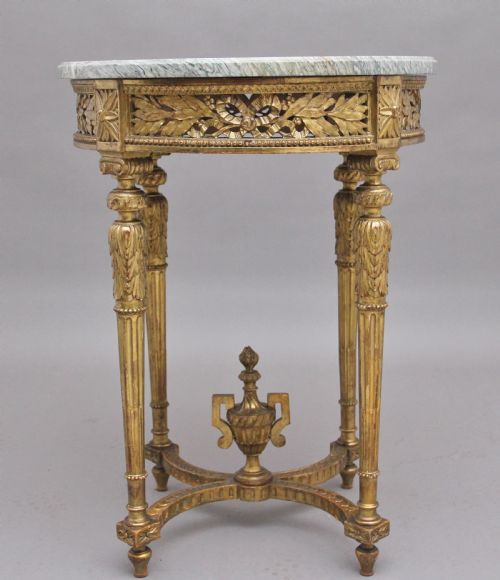 19th Century French Gilt and Marble Top Table