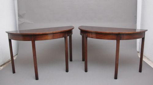 Pair of Early 19th Century Mahogany Demi Lune Console Tables