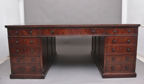 A Large and Impressive Early 20th Century Mahogany Partners Desk