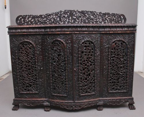 19th Century Antique Anglo-indian Carved Cabinet