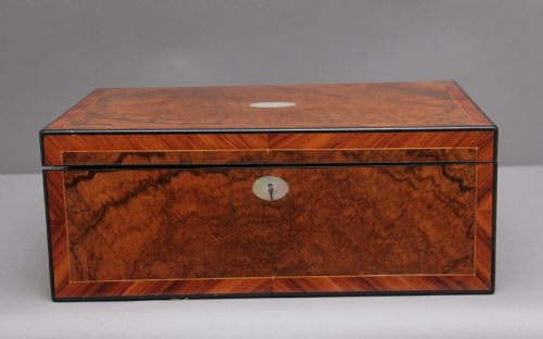 19th Century Antique Burr Walnut Writing Box