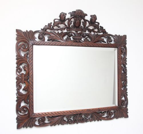 19th Century Antique Carved Oak Wall Mirror
