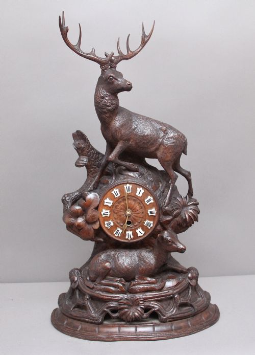 19th  Century Antique Black Forest Mantle Clock