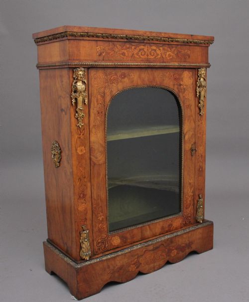 19TH CENTURY WALNUT AND MARQUETRY PIER CABINET - ADDITIONAL PHOTO 2