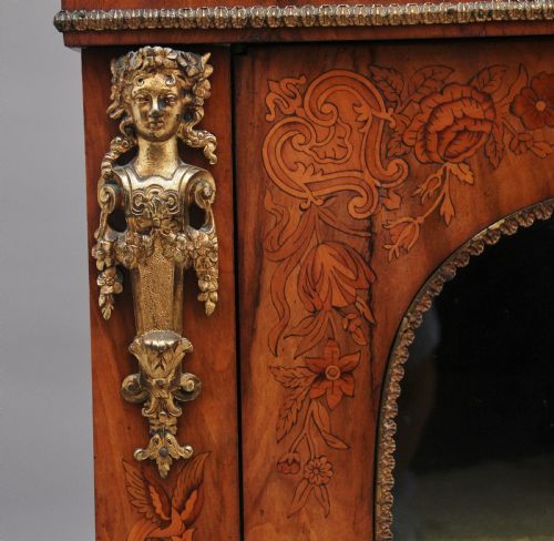 19TH CENTURY WALNUT AND MARQUETRY PIER CABINET - ADDITIONAL PHOTO 8
