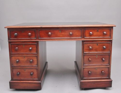 19th Century Antique Mahogany Pedestal Desk