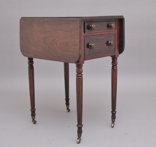 19th Century Antique Rosewood Drop Leaf Side Table