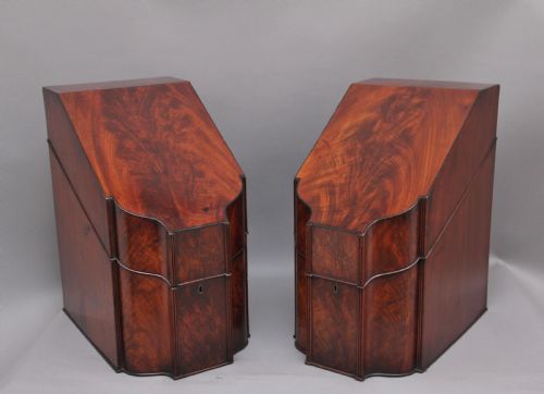 A Pair of 18th Century Antique Mahogany Knife Boxes