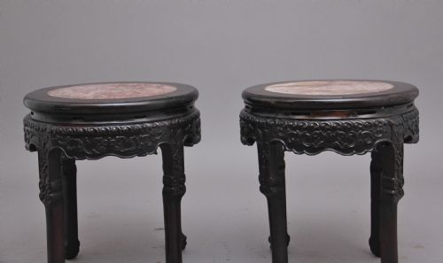 A PAIR OF 19TH CENTURY CHINESE CARVED HARDWOOD OCCASIONAL TABLES - ADDITIONAL PHOTO 8