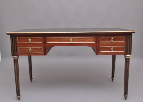 19th Century French Mahogany and Brass Inlaid Directoire Writing Desk