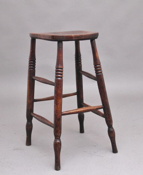 A Tall Mid 19th Century Ash and Elm Stool