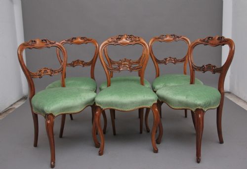 Set of Six 19th Century Walnut Dining Chairs