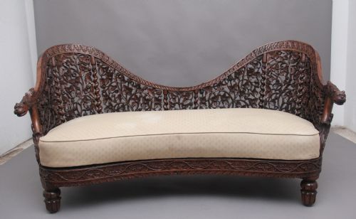 A Superb Quality 19th Century Anglo-indian Carved Sofa