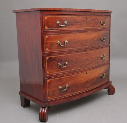 A HIGHLY DECORATIVE EARLY 19TH CENTURY FLAME MAHOGANY AND INLAID BOWFRONT CHEST OF DRAWERS - ADDITIONAL PHOTO 1
