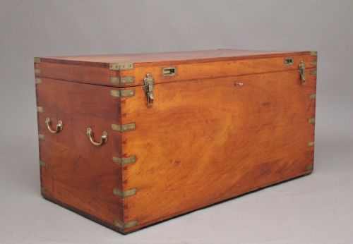 Large 19th Century Camphor Wood Military Trunk